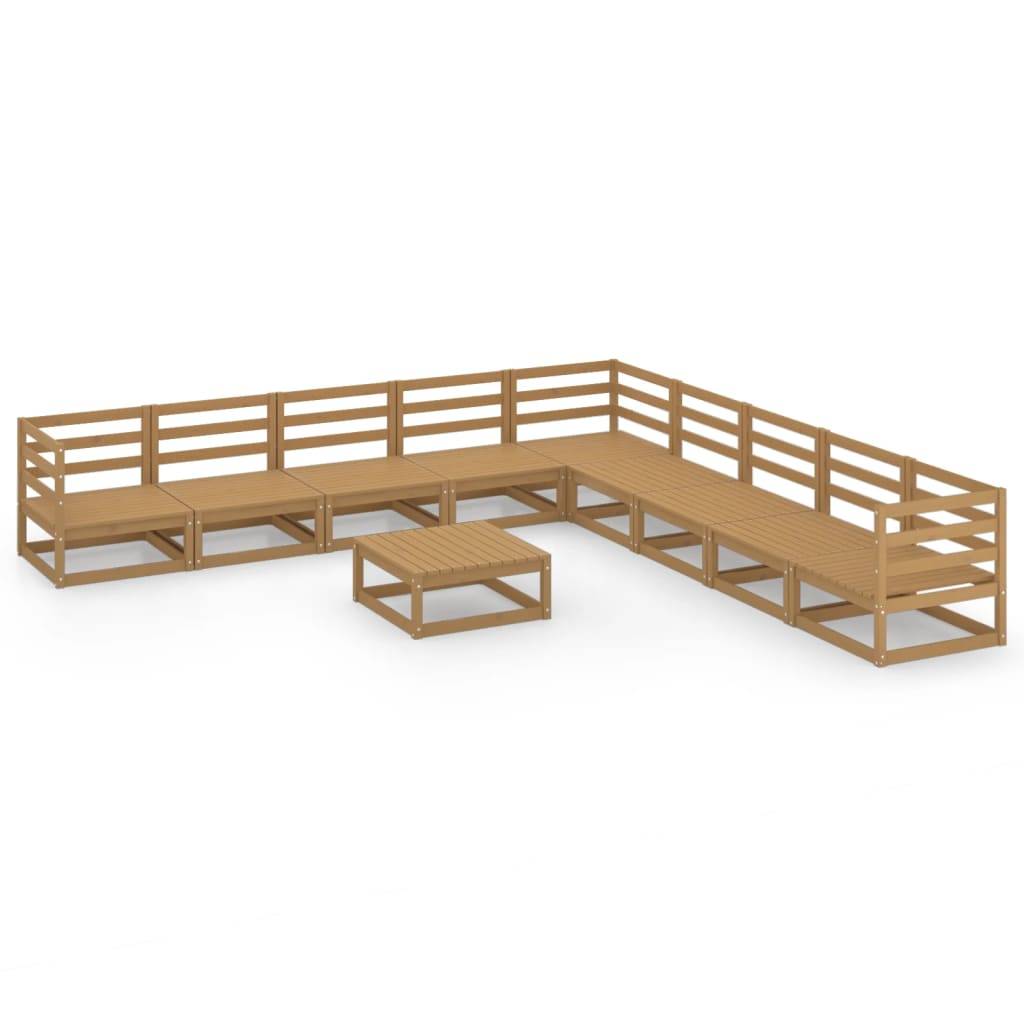 vidaXL 10-tlg. Garten-Lounge-Set Honigbraun Massivholz Kiefer