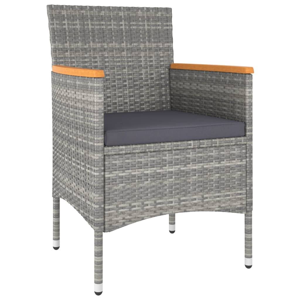 vidaXL 5-tlg. Garten-Essgruppe Poly Rattan und Hartglas Grau