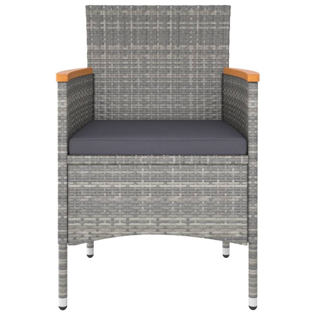 vidaXL 4-tlg. Gartenstuhl und Hocker Set Poly Rattan Grau