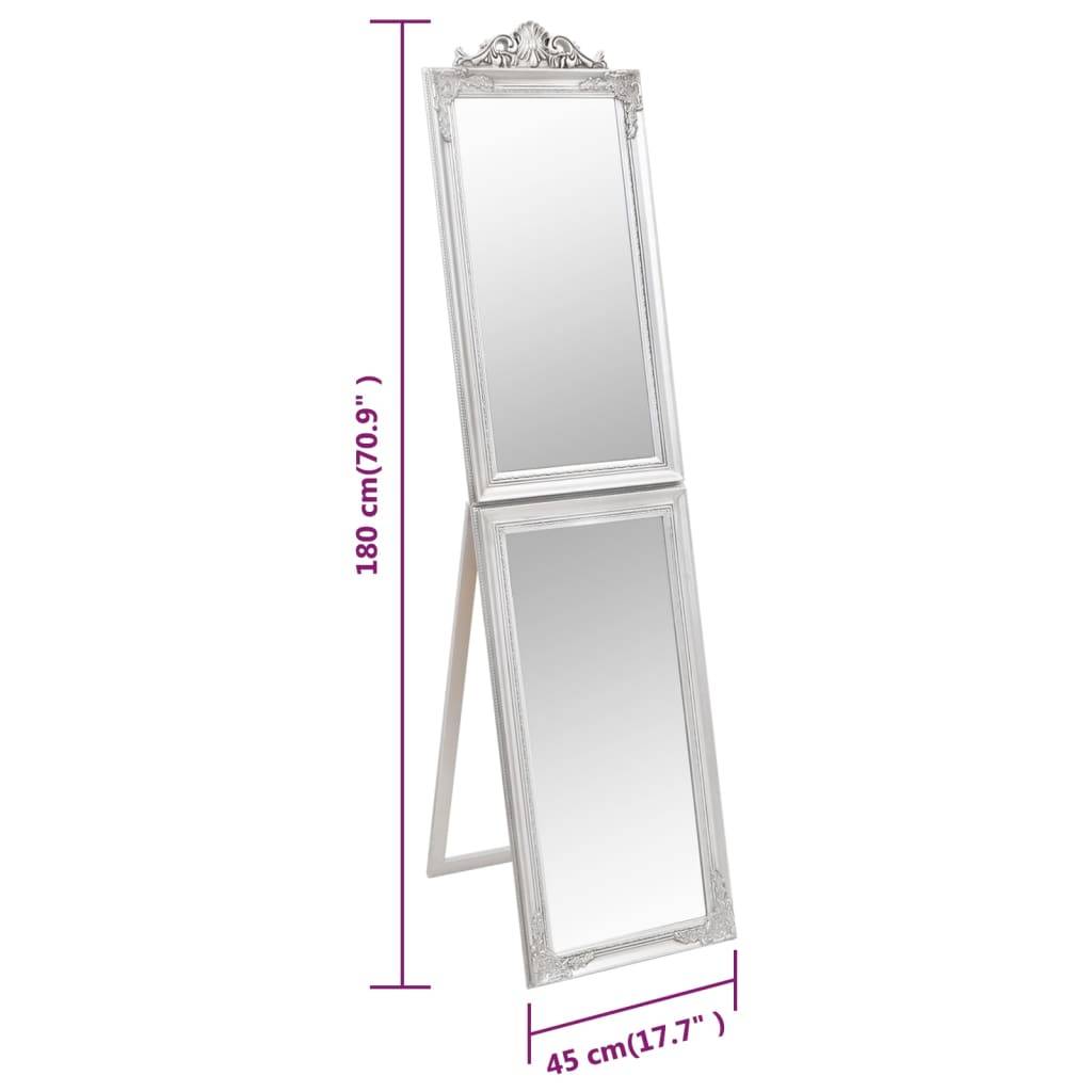 vidaXL Standspiegel Silbern 45x180 cm