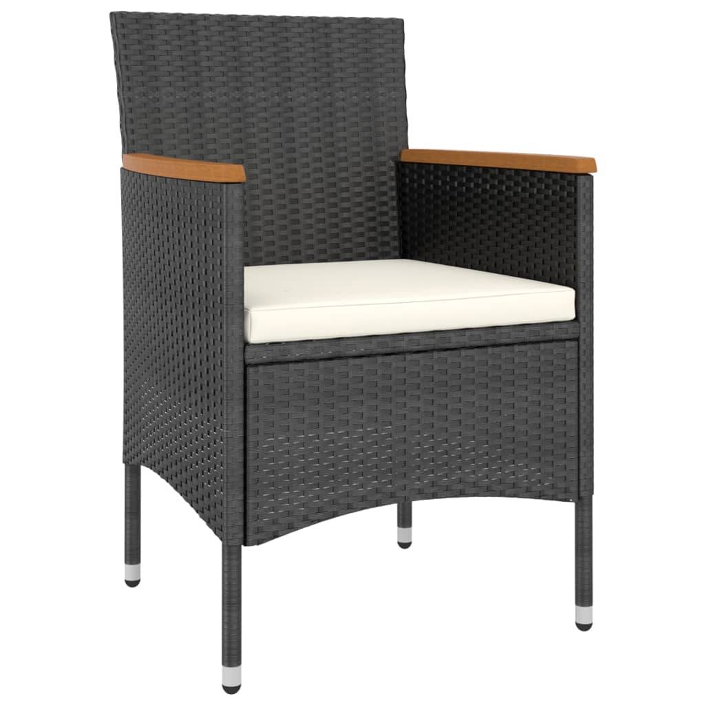 vidaXL 5-tlg. Garten-Essgruppe Poly Rattan und Hartglas Schwarz