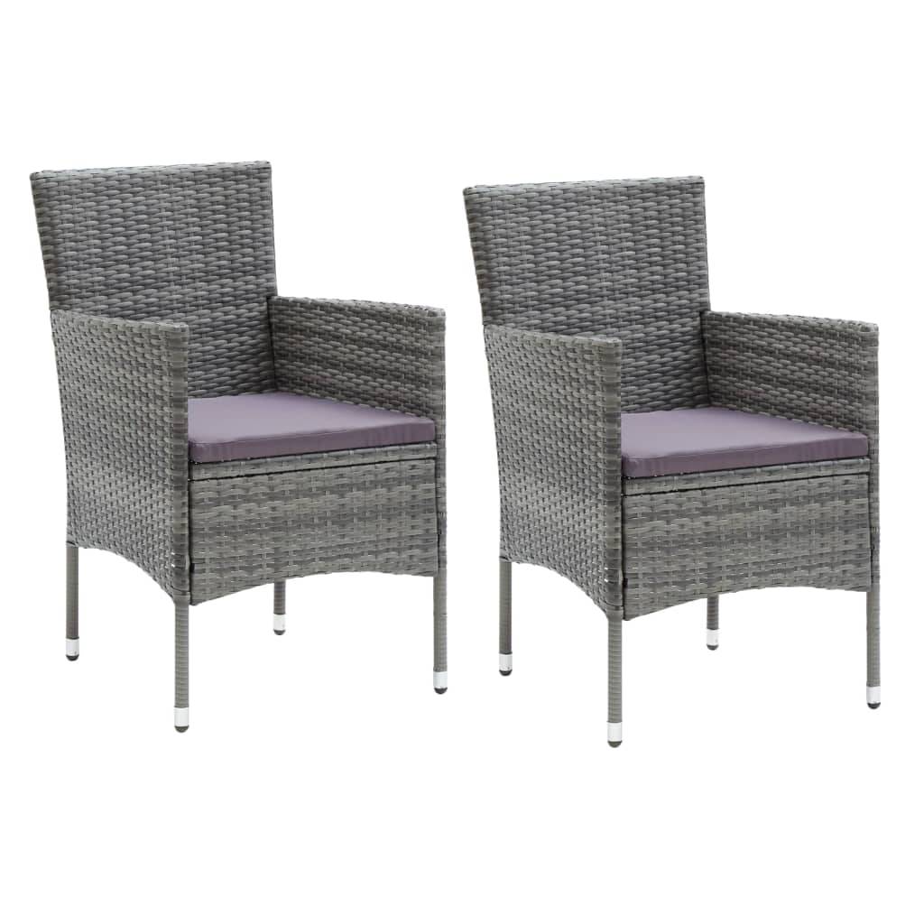 vidaXL 3-tlg. Garten-Essgruppe mit Kissen Poly Rattan Grau
