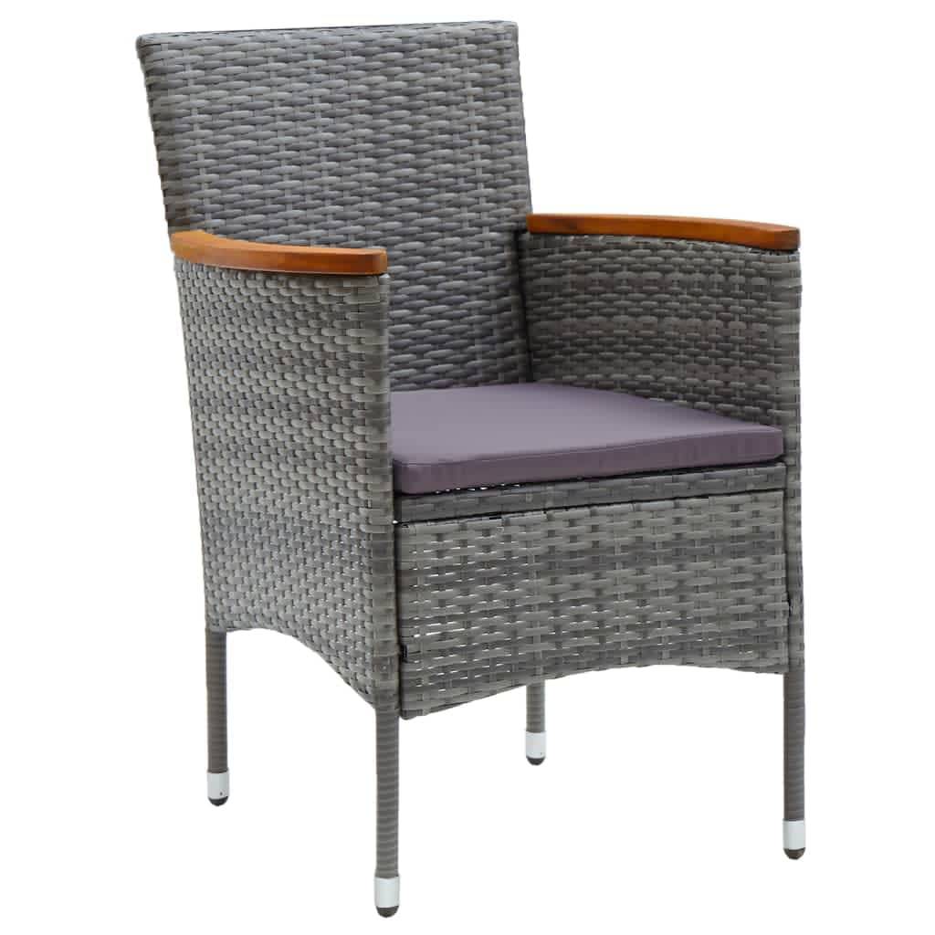 vidaXL 3-tlg. Garten-Essgruppe mit Kissen Poly Rattan Grau