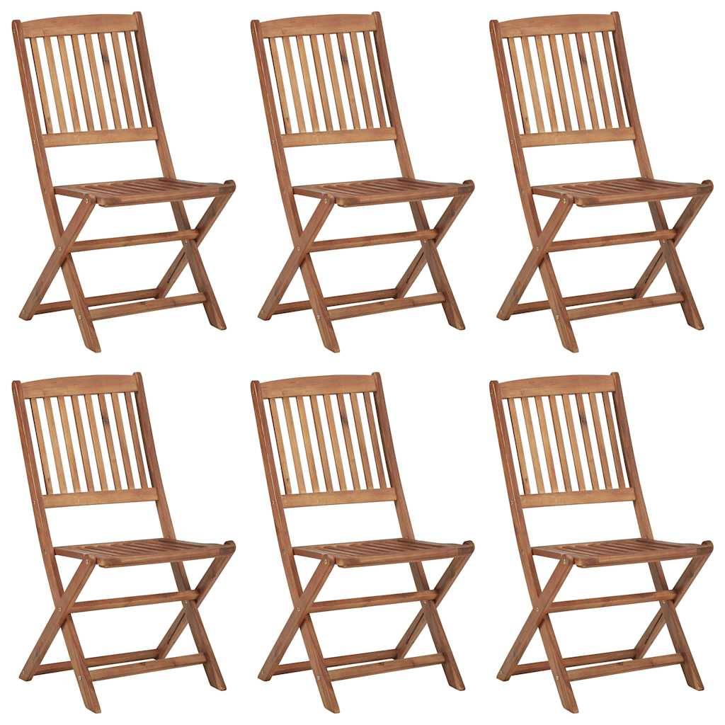 vidaXL Klappbare Gartenstühle 6 Stk. mit Kissen Massivholz Akazie