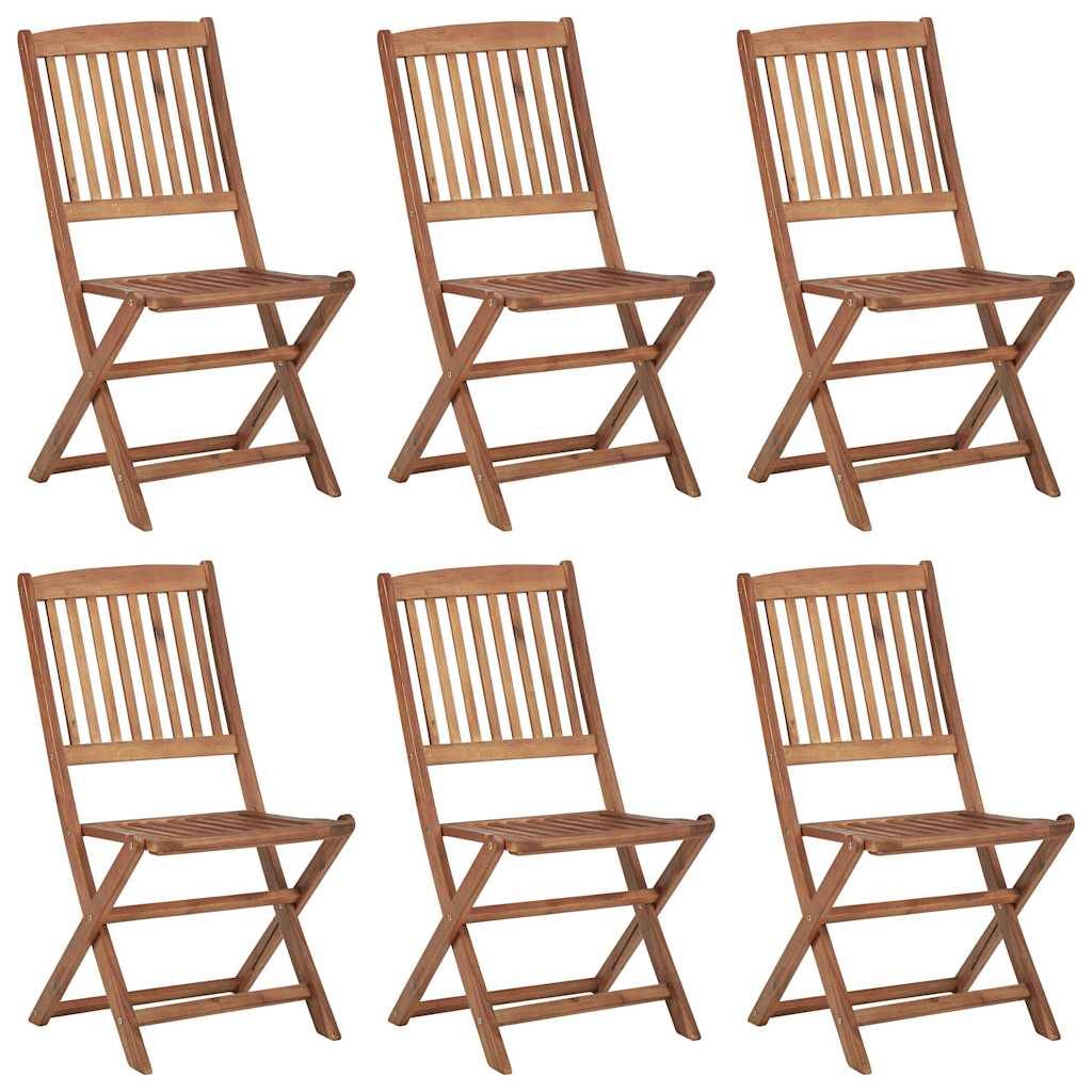 vidaXL Klappbare Gartenstühle 6 Stk. mit Kissen Massivholz Akazie