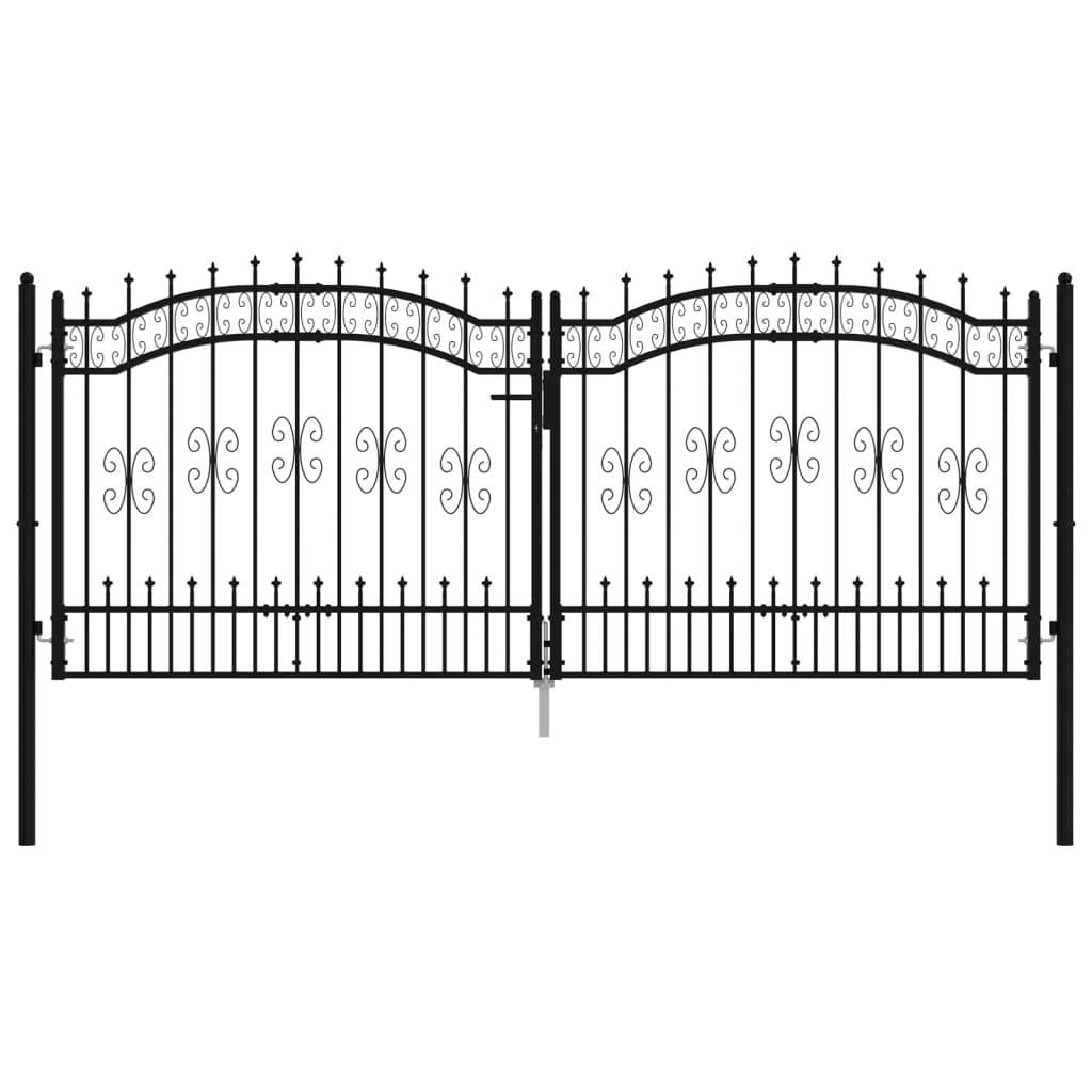vidaXL Zauntor mit Speerspitzen Schwarz 305x173 cm Stahl