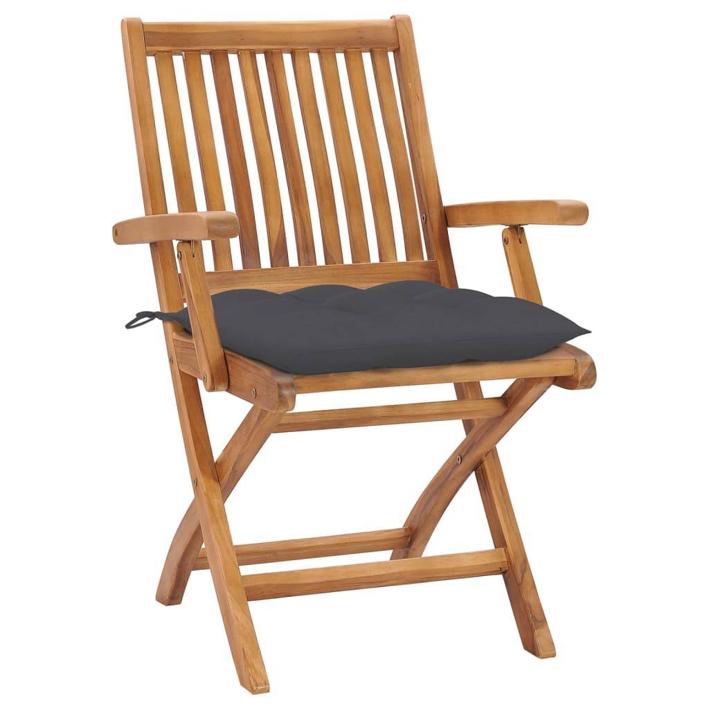 vidaXL Klappbare Gartenstühle mit Kissen 4 Stk. Massivholz Teak