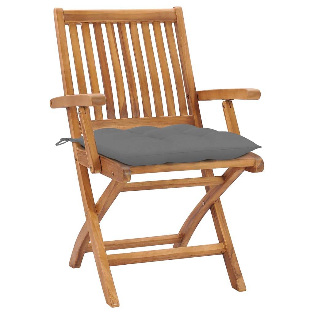 vidaXL Klappbare Gartenstühle mit Kissen 4 Stk. Massivholz Teak