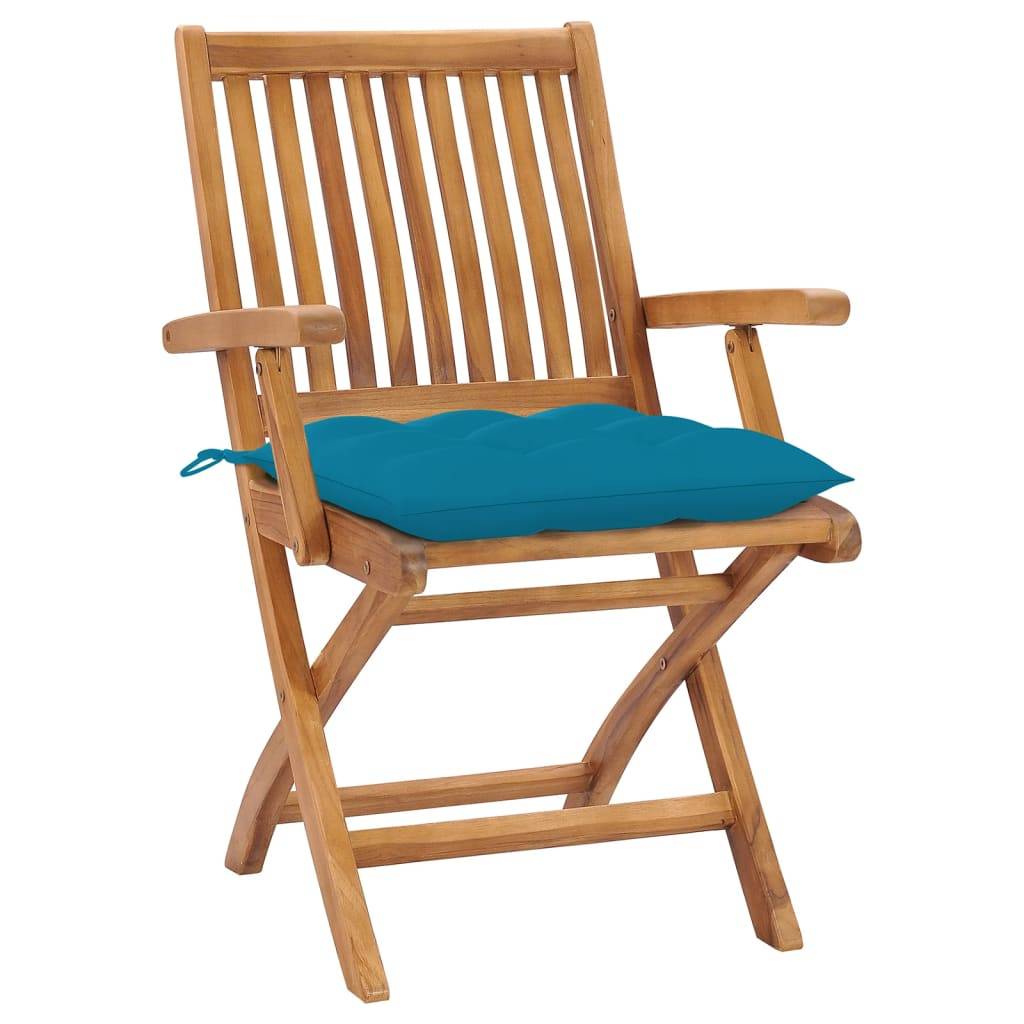 vidaXL Klappbare Gartenstühle mit Kissen 6 Stk. Massivholz Teak