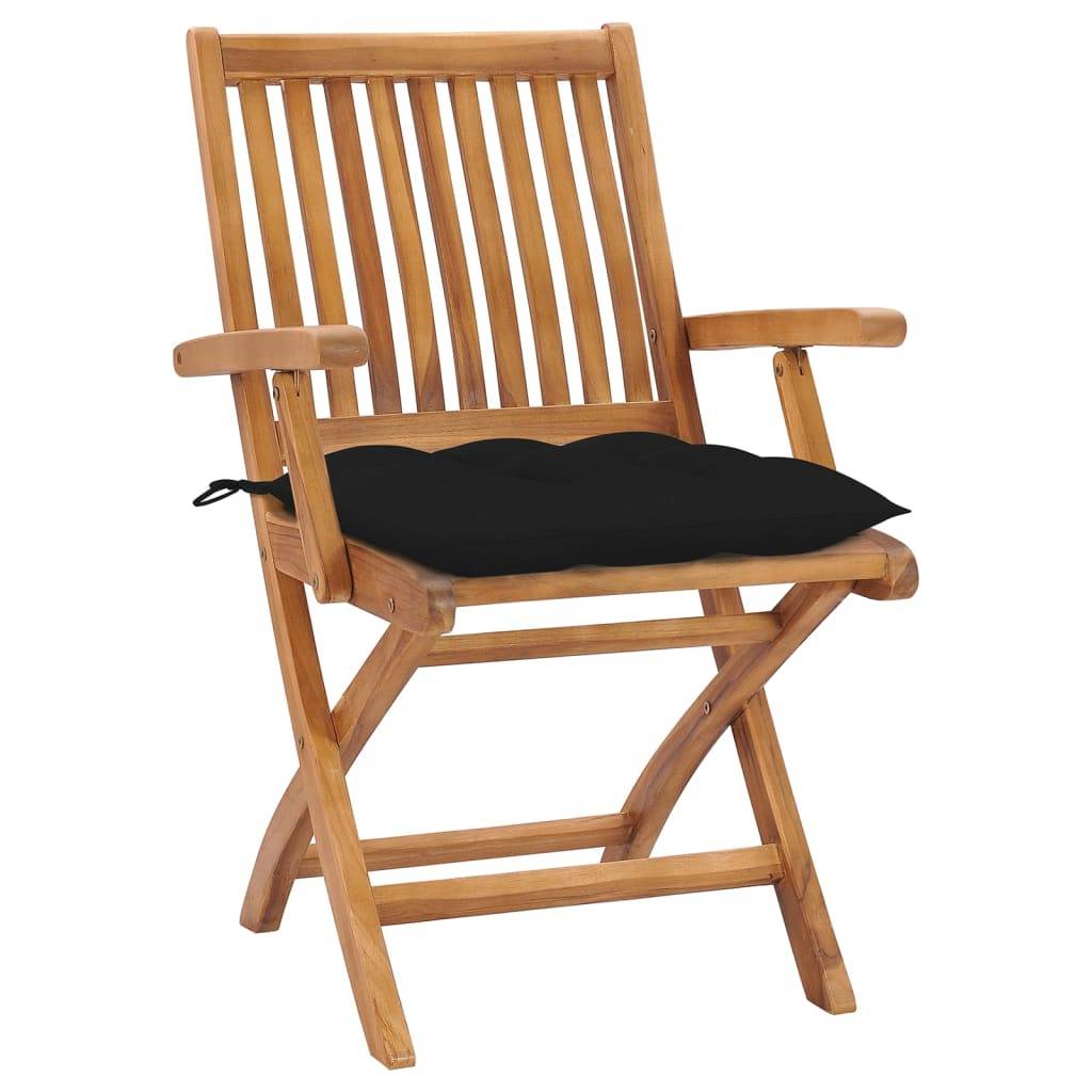 vidaXL Klappbare Gartenstühle mit Kissen 6 Stk. Massivholz Teak