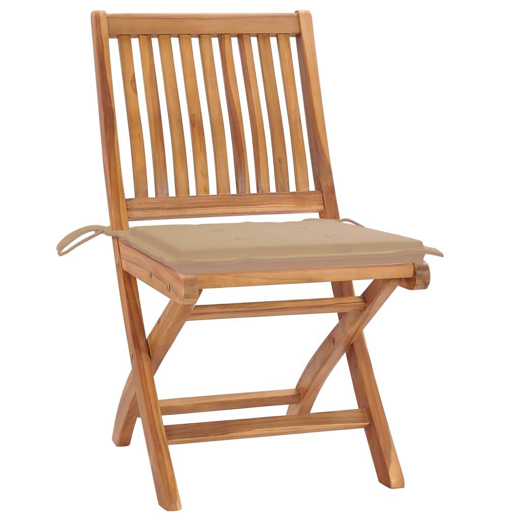 vidaXL Klappbare Gartenstühle mit Kissen 8 Stk. Massivholz Teak