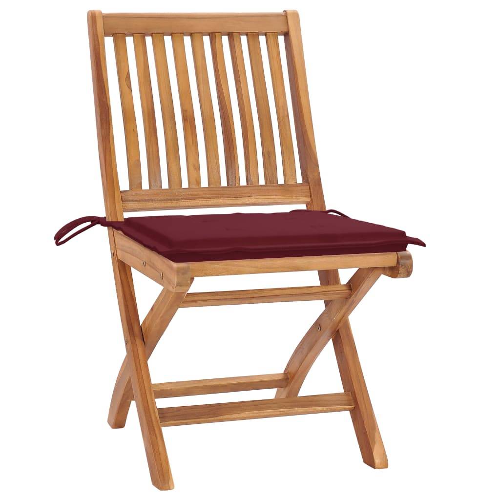 vidaXL Klappbare Gartenstühle mit Kissen 6 Stk. Massivholz Teak