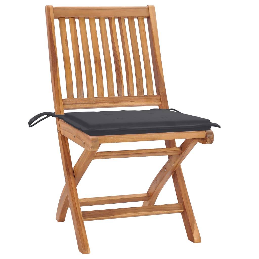 vidaXL Klappbare Gartenstühle mit Kissen 8 Stk. Massivholz Teak