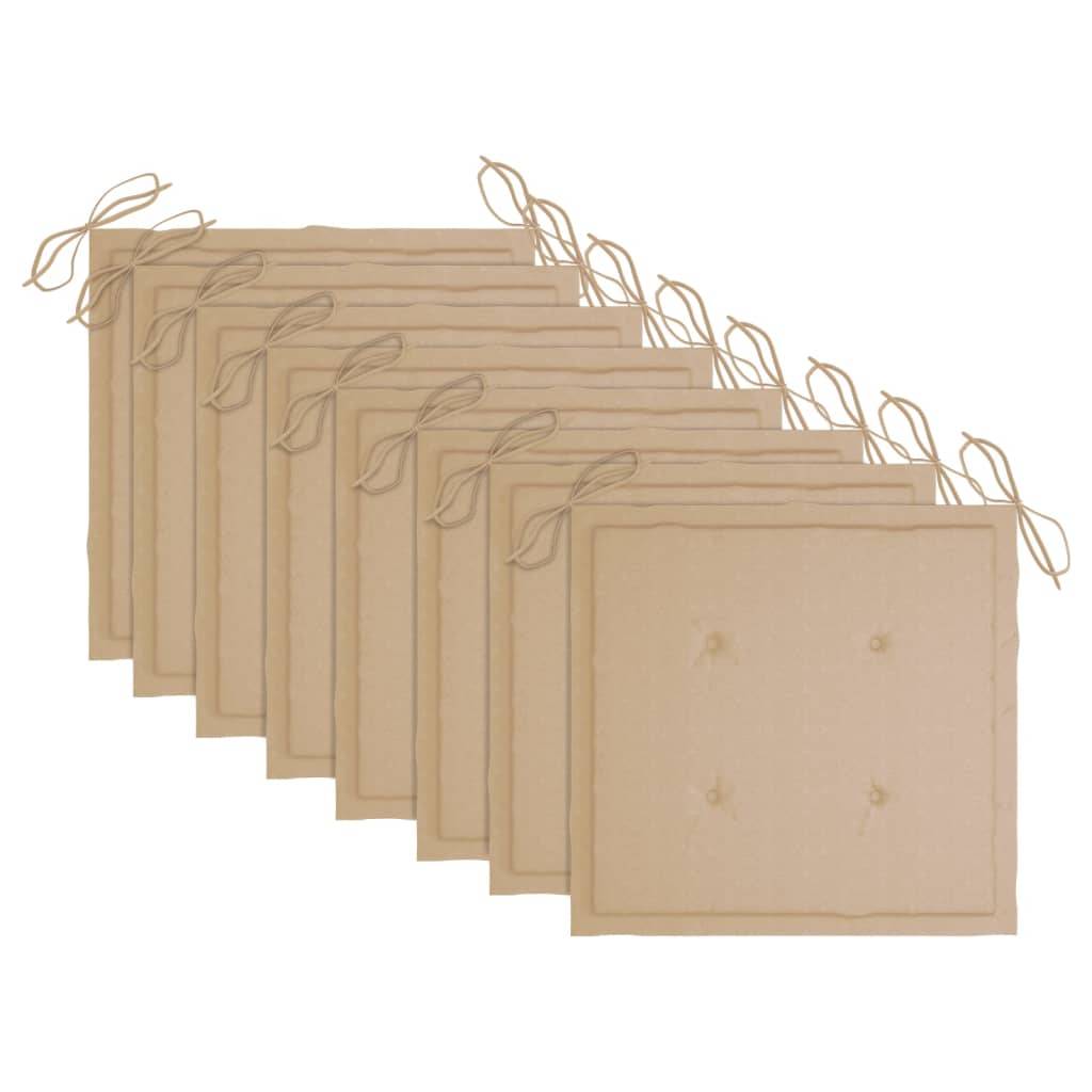 vidaXL Klappbare Gartenstühle mit Kissen 8 Stk. Massivholz Teak
