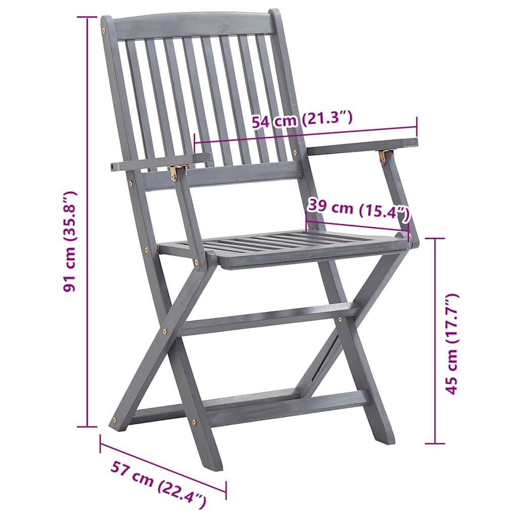 vidaXL Klappbare Gartenstühle 8 Stk. mit Kissen Massivholz Akazie