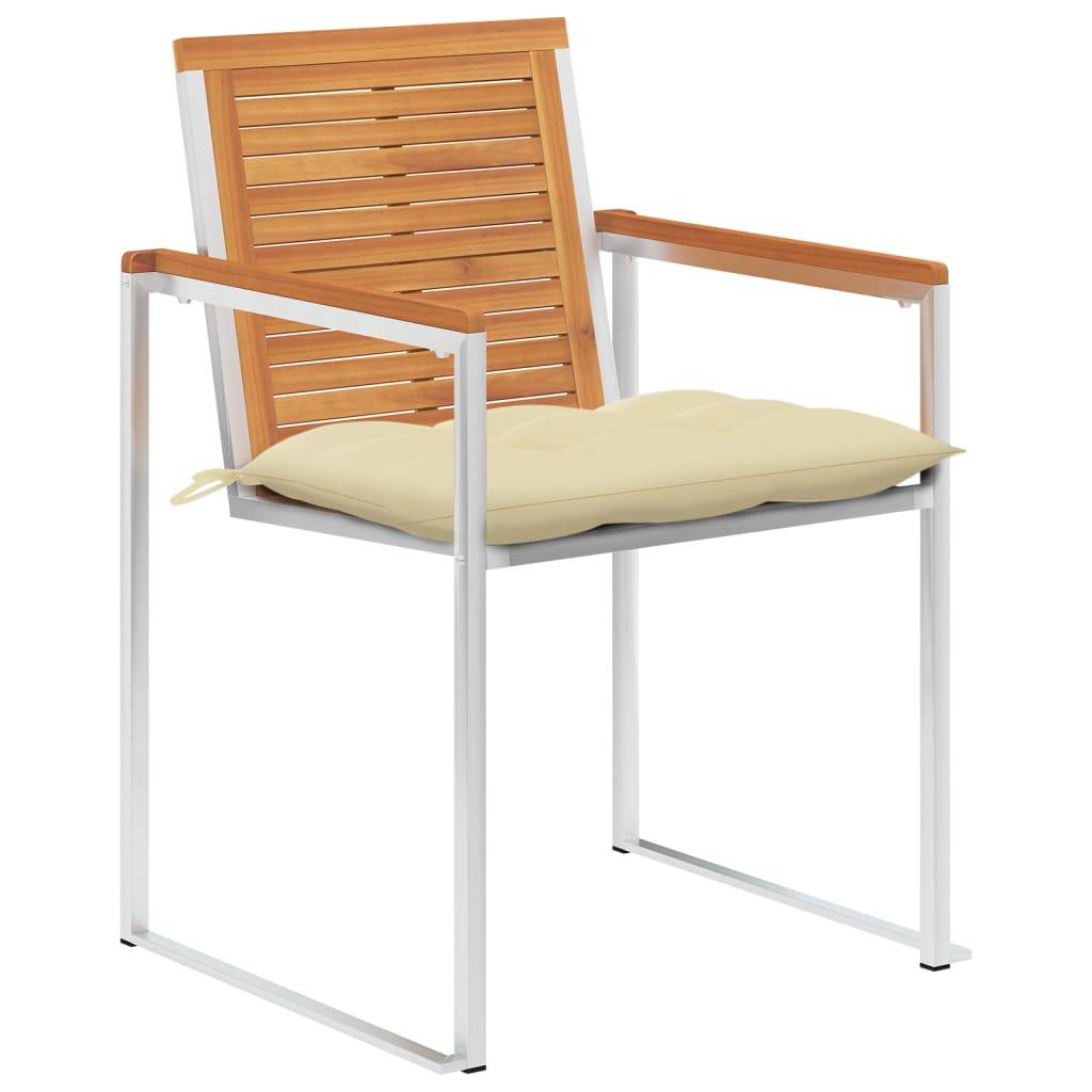 vidaXL Gartenstühle 4 Stk. mit Kissen Massivholz Akazie