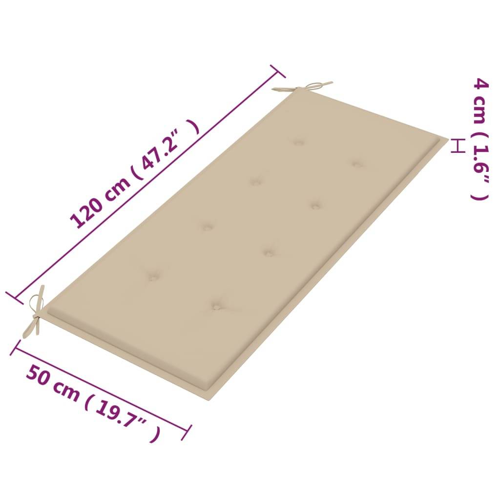vidaXL 2-Sitzer-Gartenbank mit Auflage 120 cm Massivholz Eukalyptus
