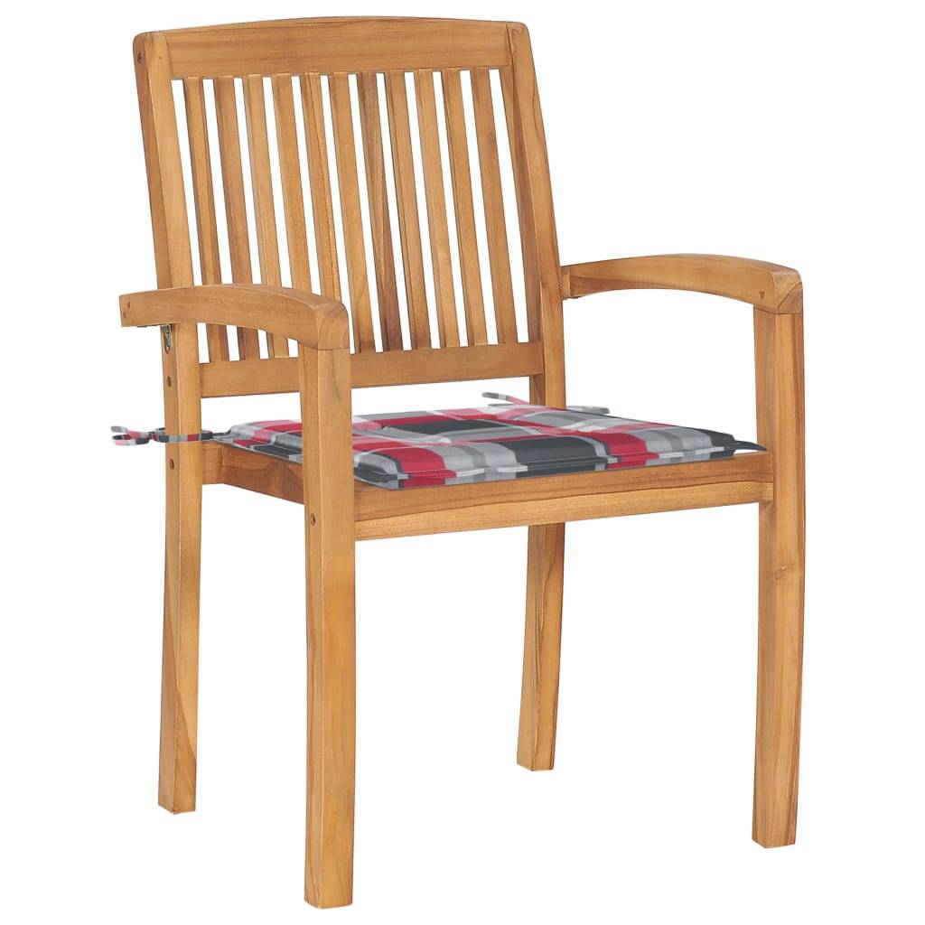 vidaXL Stapelbare Gartenstühle mit Kissen 8 Stk. Massivholz Teak