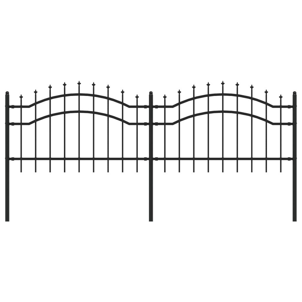 vidaXL Gartenzaun mit Speerspitzen Schwarz 115 cm Stahl