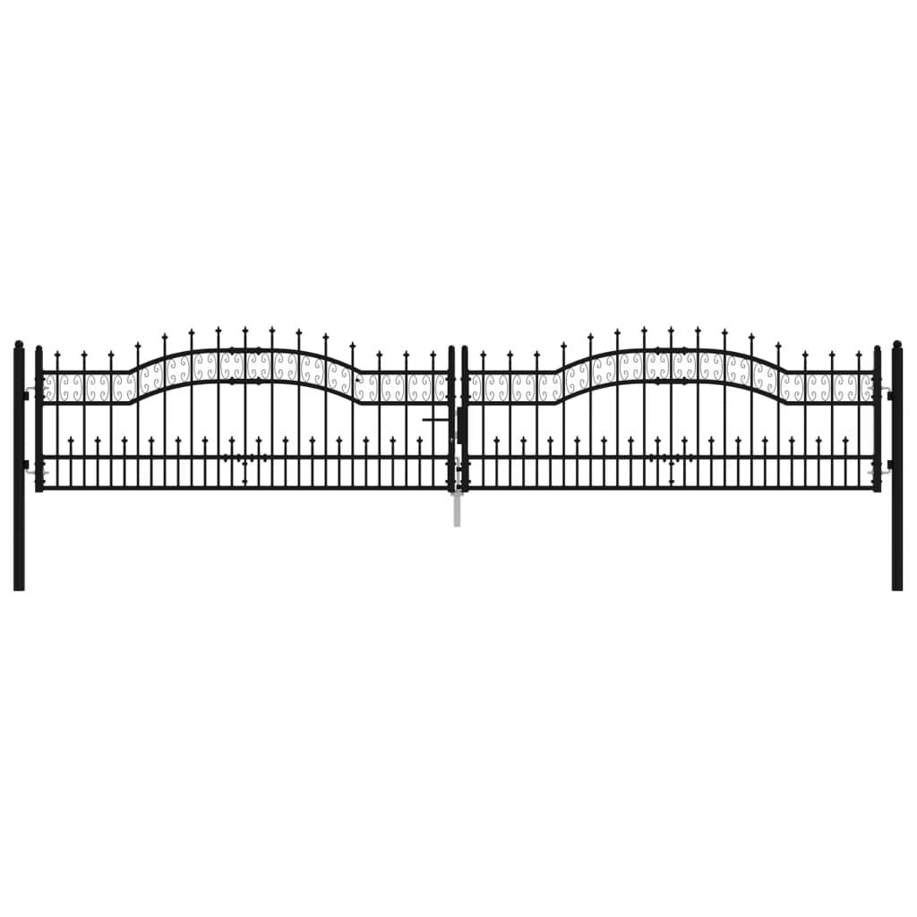 vidaXL Zauntor mit Speerspitzen Schwarz 406x120 cm Stahl