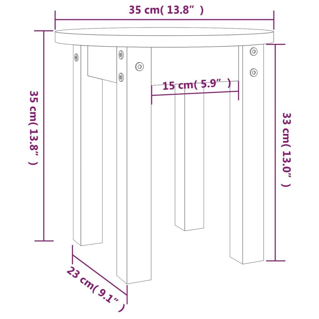 vidaXL Couchtisch Grau Ø 35x35 cm Massivholz Kiefer