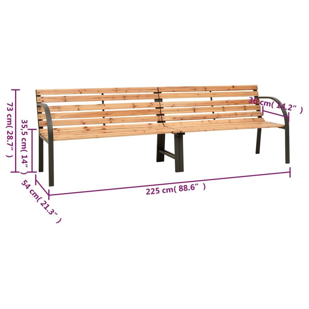 vidaXL Doppel-Gartenbank 225 cm Massivholz Tanne