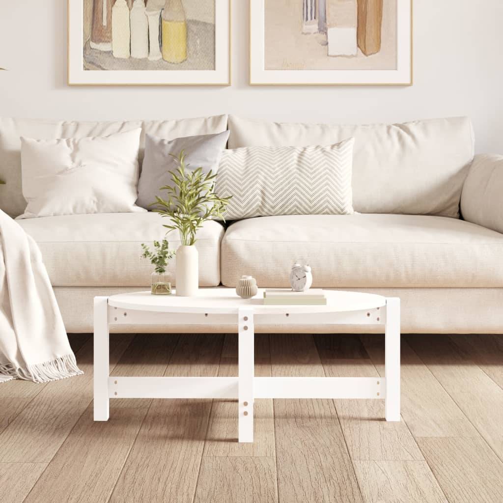 vidaXL Couchtisch Weiß 87x48x35 cm Massivholz Kiefer