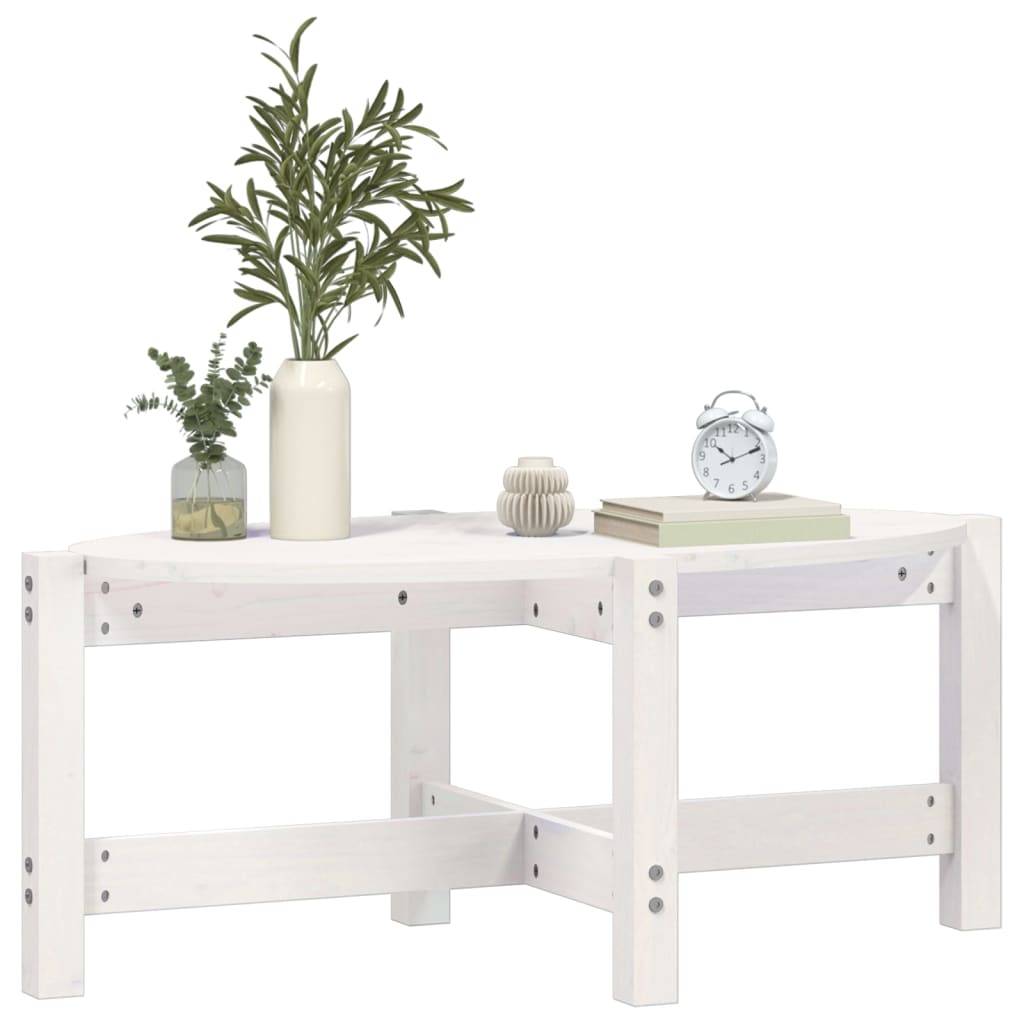 vidaXL Couchtisch Weiß 87x48x35 cm Massivholz Kiefer