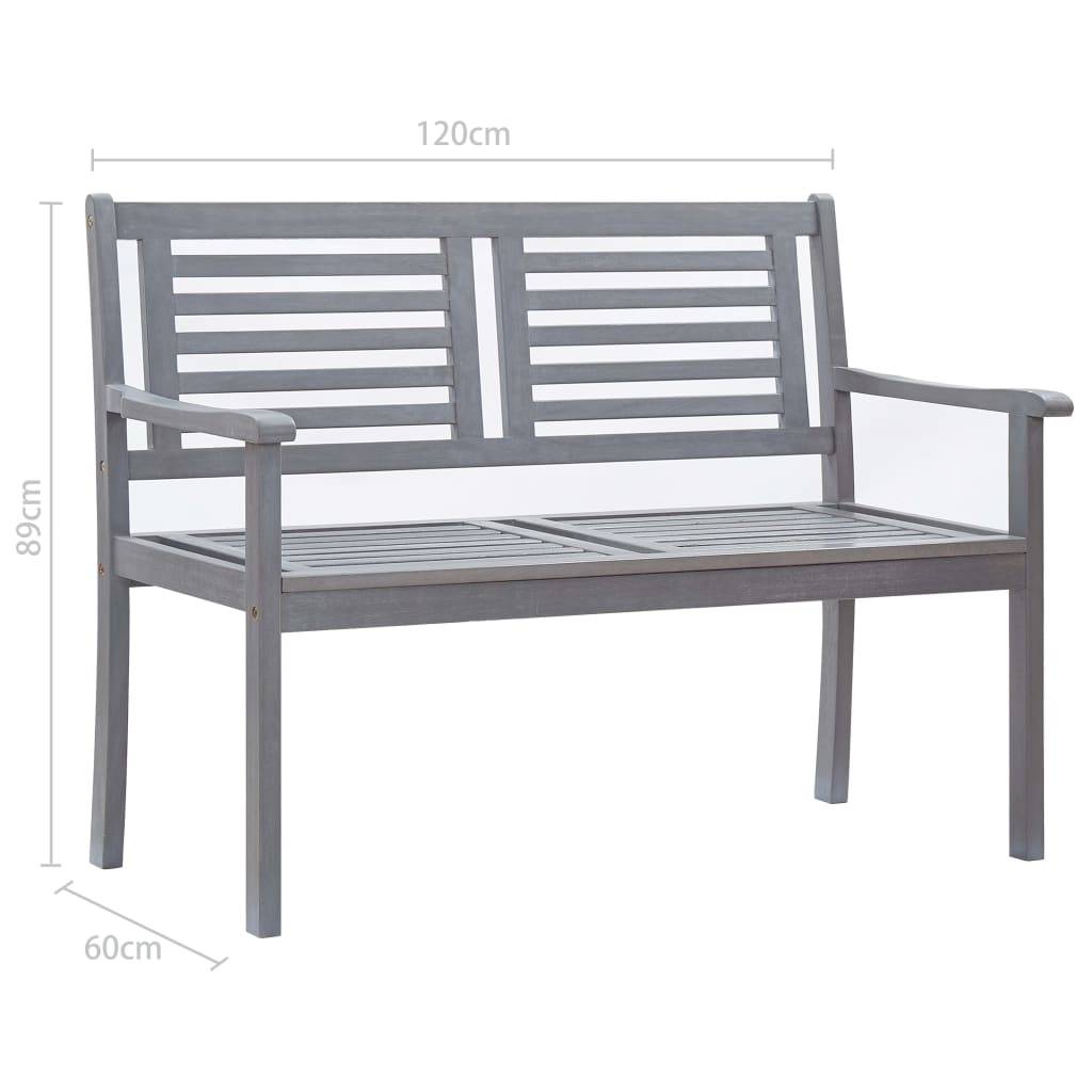 vidaXL Gartenbank 2-Sitzer 120 cm Grau Massivholz Eukalyptus