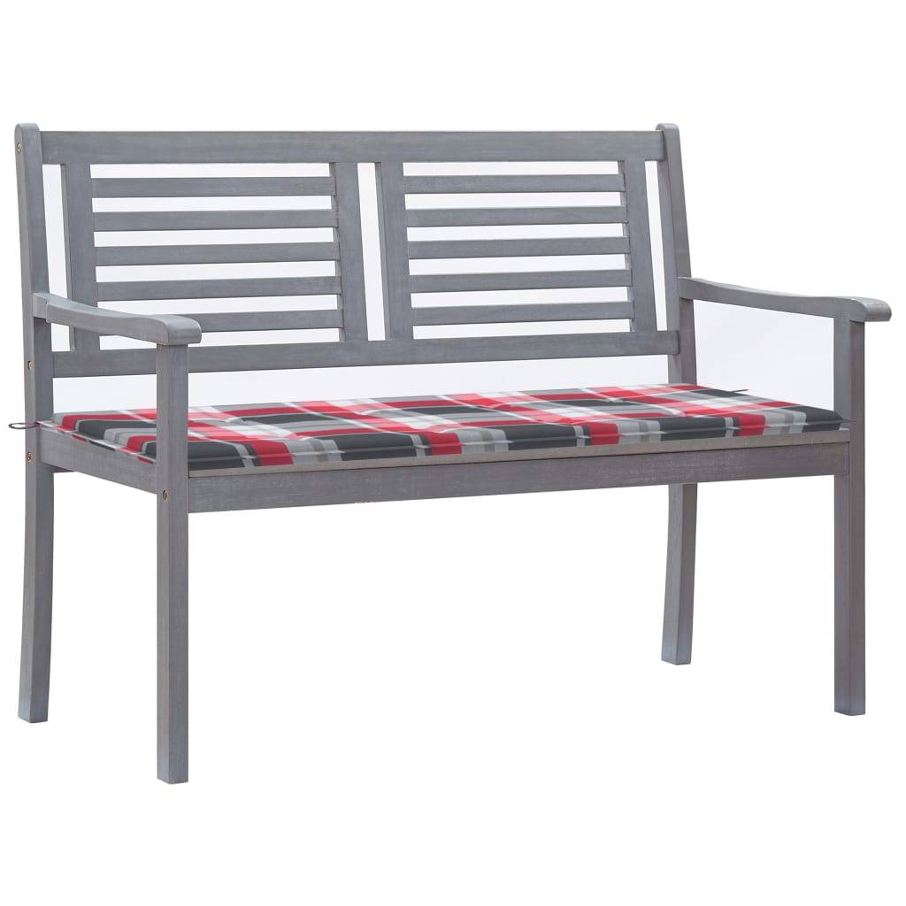 vidaXL 2-Sitzer-Gartenbank mit Auflage 120 cm Grau Eukalyptusholz