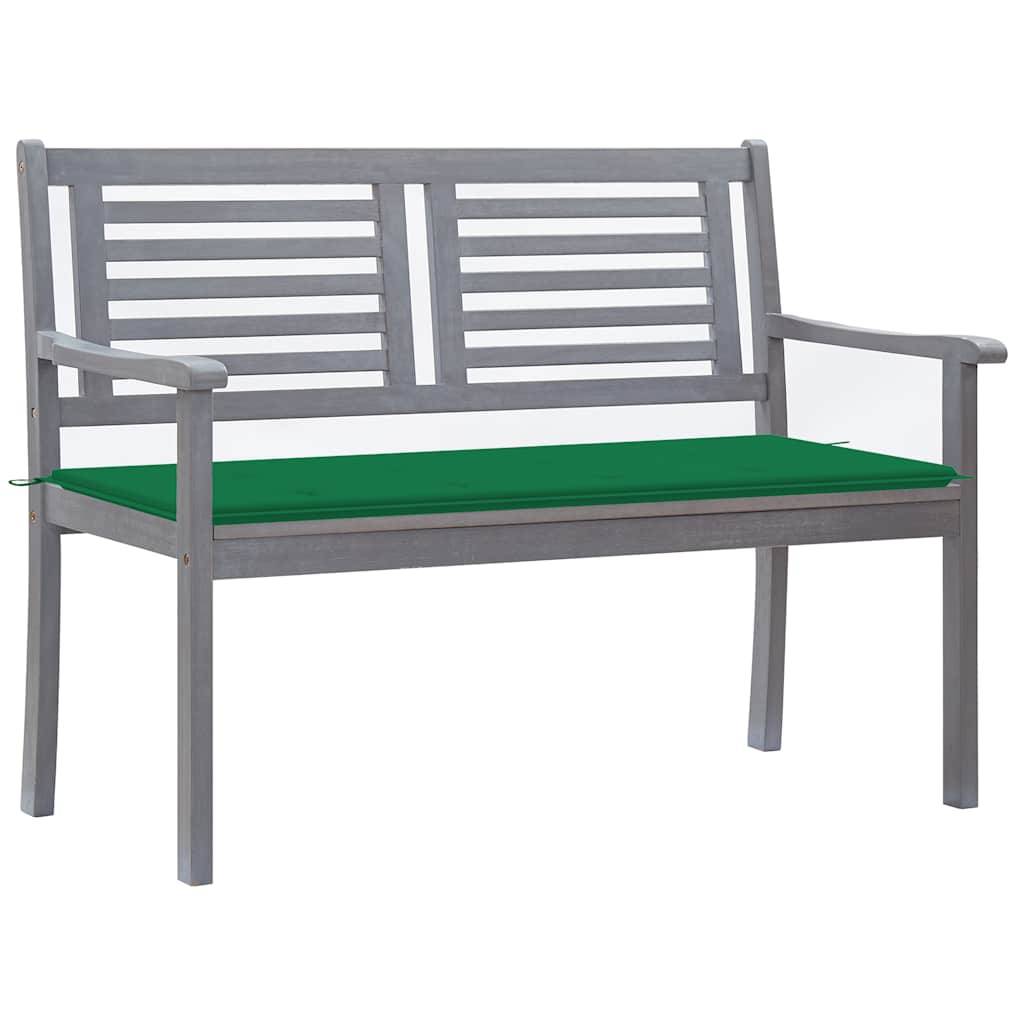 vidaXL 2-Sitzer-Gartenbank mit Auflage 120 cm Grau Eukalyptusholz