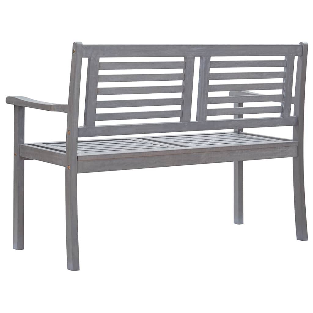 vidaXL 2-Sitzer-Gartenbank mit Auflage 120 cm Grau Eukalyptusholz