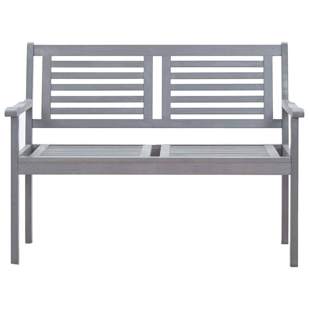 vidaXL Gartenbank 2-Sitzer 120 cm Grau Massivholz Eukalyptus