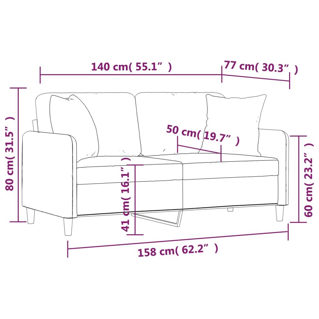 vidaXL 2-Sitzer-Sofa mit Zierkissen Taupe 140 cm Stoff