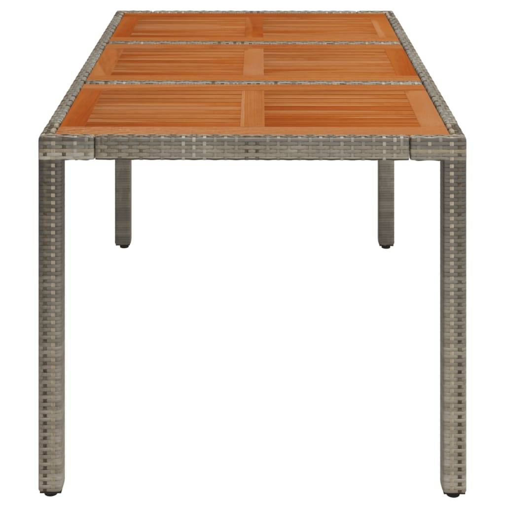 vidaXL Gartentisch mit Holzplatte Grau 150x90x75 cm Poly Rattan