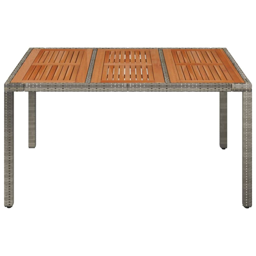 vidaXL Gartentisch mit Holzplatte Grau 150x90x75 cm Poly Rattan