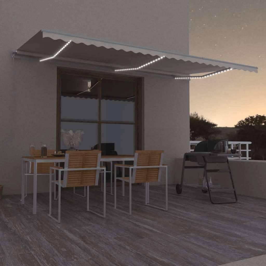 vidaXL Markise Manuell Einziehbar mit LED 600x300 cm Creme
