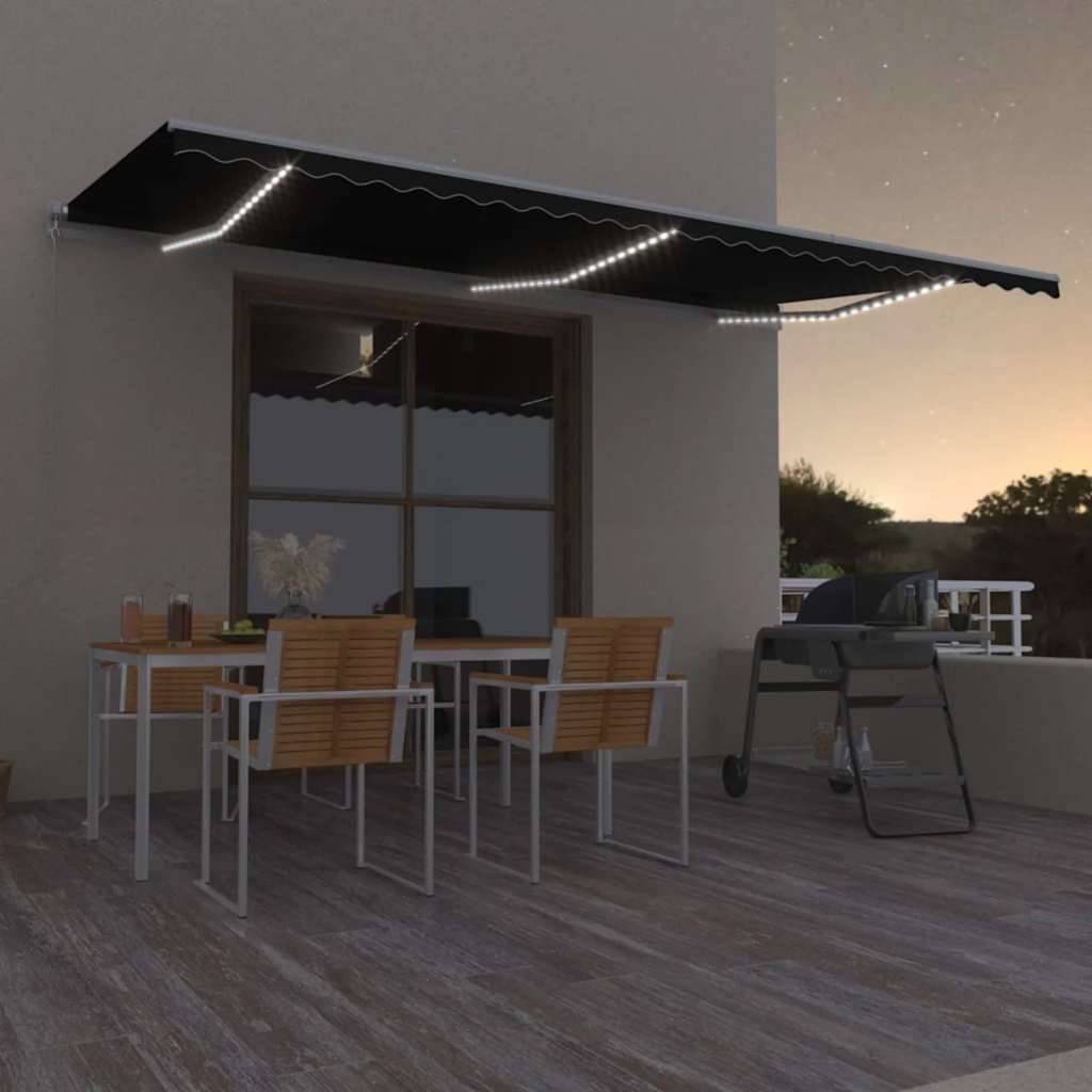 vidaXL Markise Manuell Einziehbar mit LED 600x300 cm Anthrazit