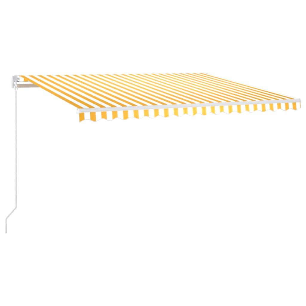 vidaXL Markise Manuell Einziehbar mit LED 450x350 cm Gelb und Weiß