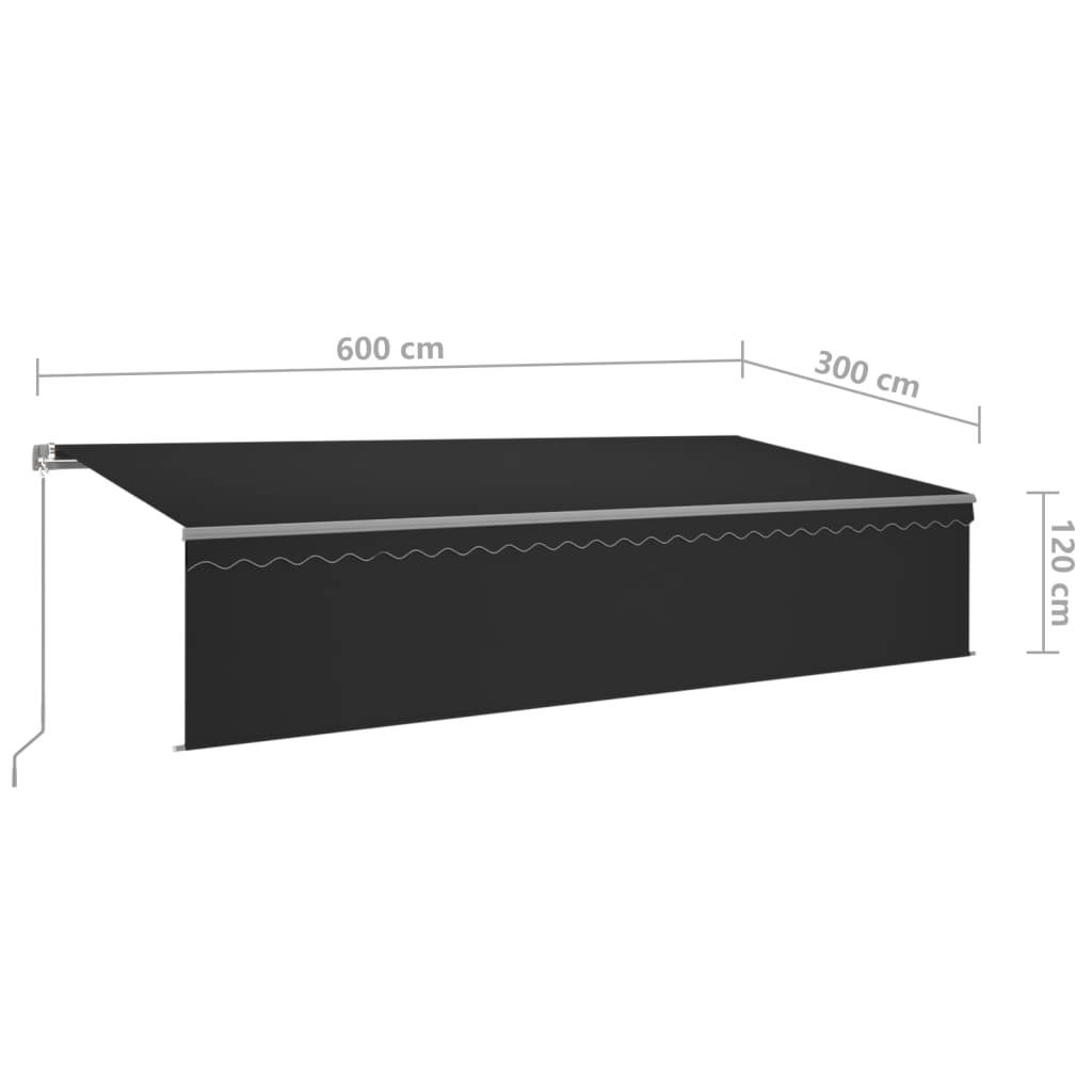 vidaXL Markise Manuell Einziehbar mit Rollo & LED 6x3 m Anthrazit