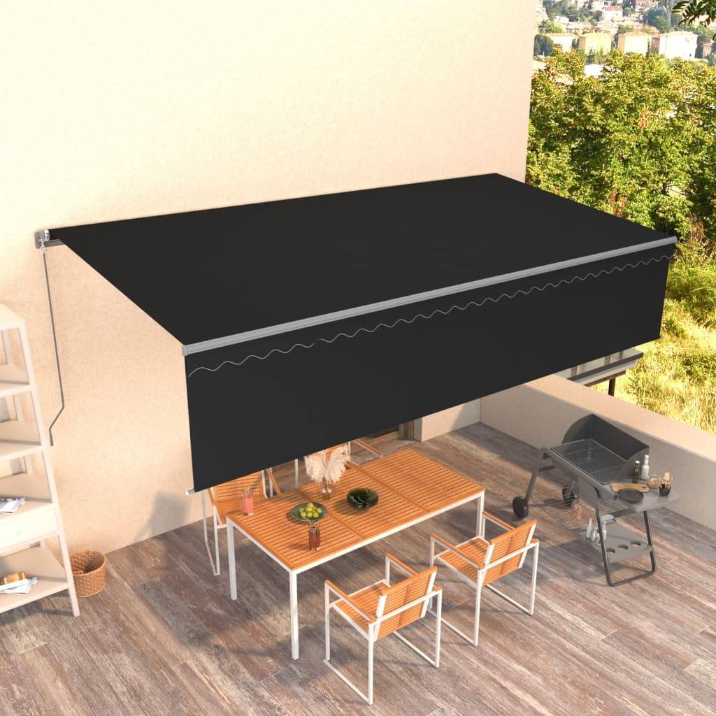 vidaXL Markise Manuell Einziehbar mit Rollo 6x3 m Anthrazit