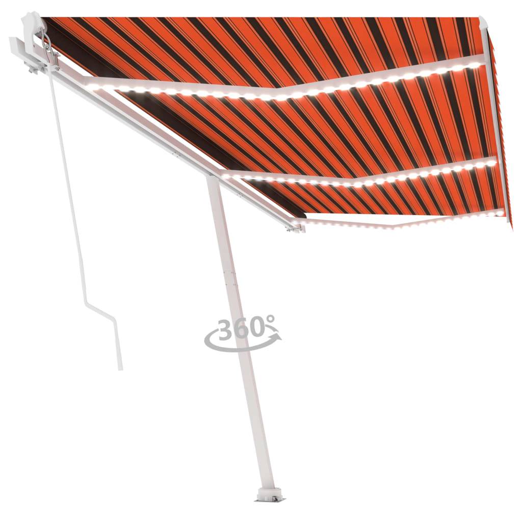 vidaXL Markise Manuell Einziehbar mit LED 600x300 cm Orange Braun