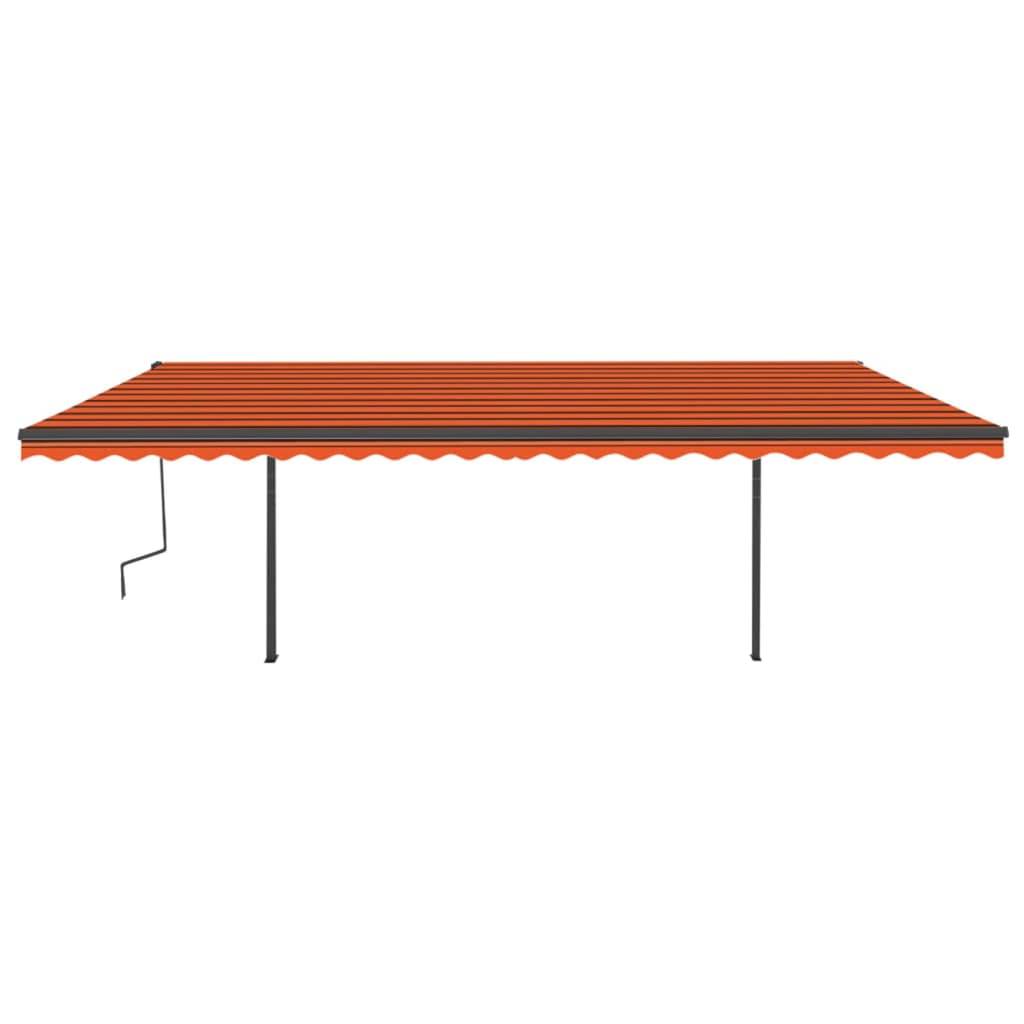 vidaXL Markise Manuell Einziehbar mit Pfosten 6x3 m Orange Braun