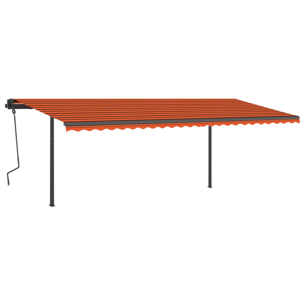 vidaXL Markise Manuell Einziehbar mit Pfosten 6x3 m Orange Braun