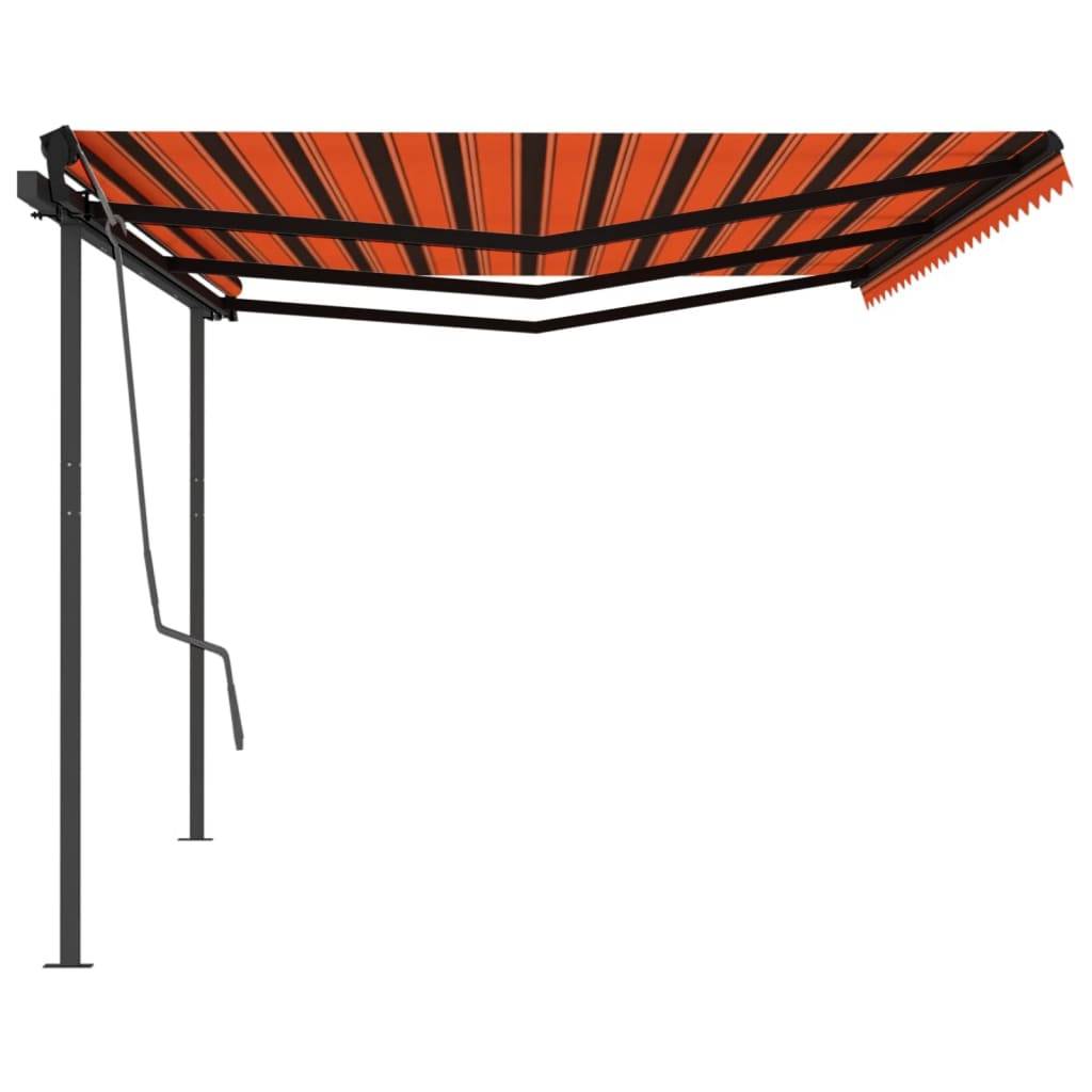 vidaXL Markise Manuell Einziehbar mit Pfosten 6x3 m Orange Braun
