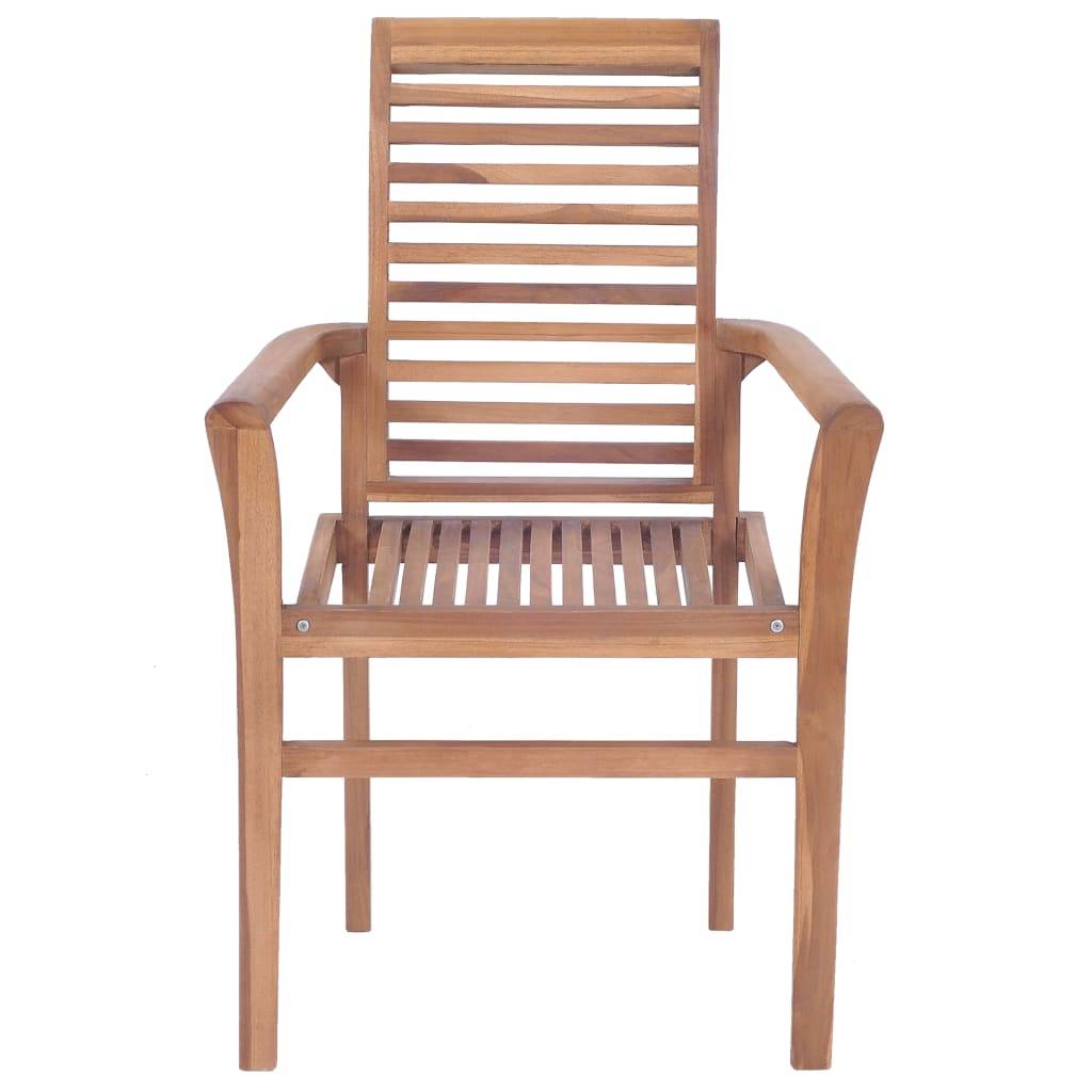 vidaXL Essstühle 4 Stk. mit Grünen Kissen Massivholz Teak