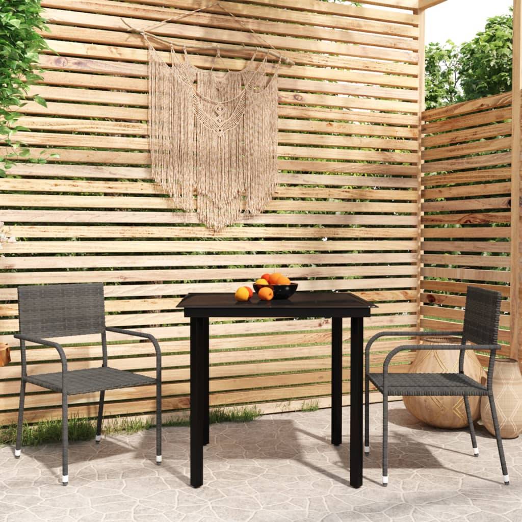 vidaXL 3-tlg. Garten-Essgruppe Grau