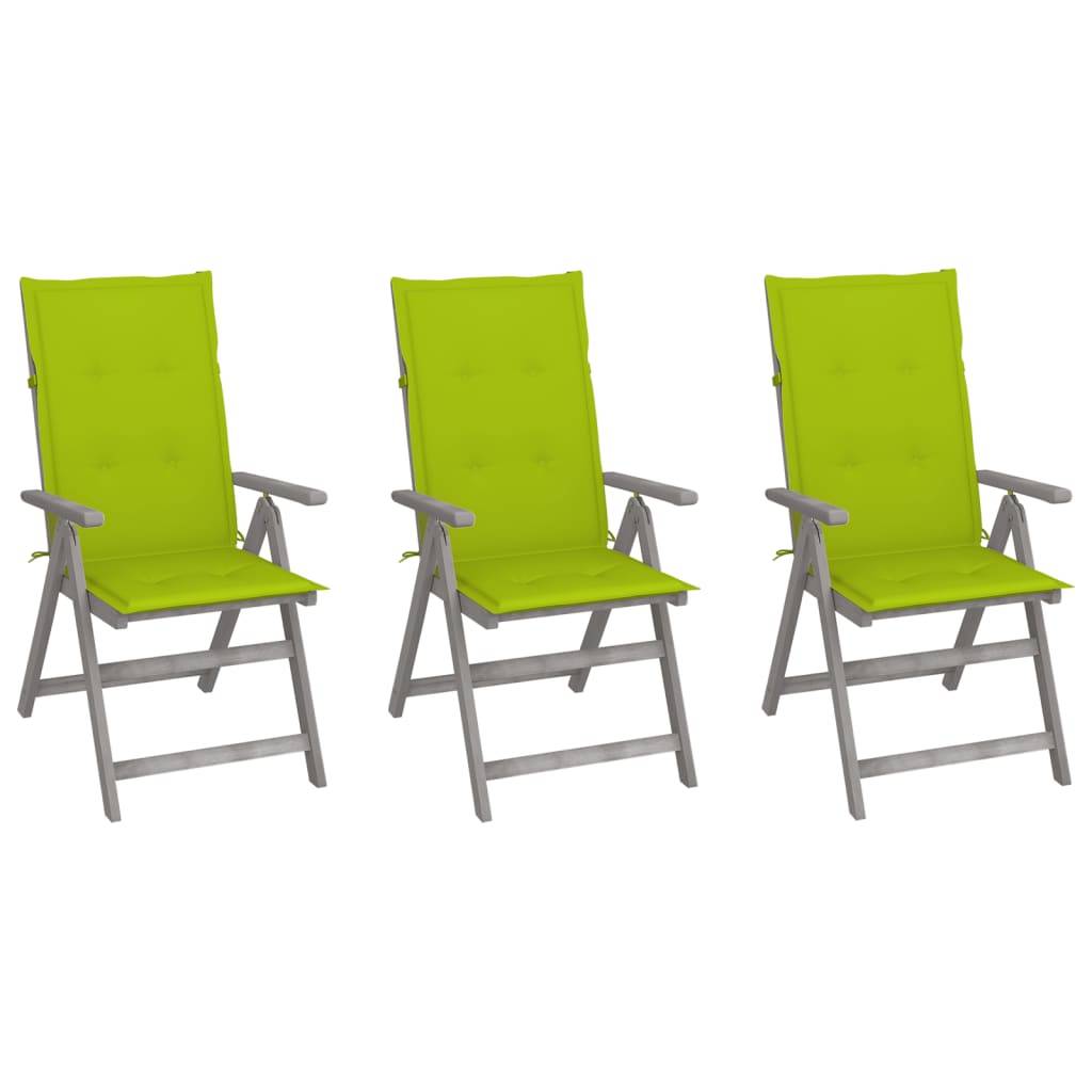vidaXL Verstellbare Gartenstühle 3 Stk. mit Auflagen Massivholz Akazie