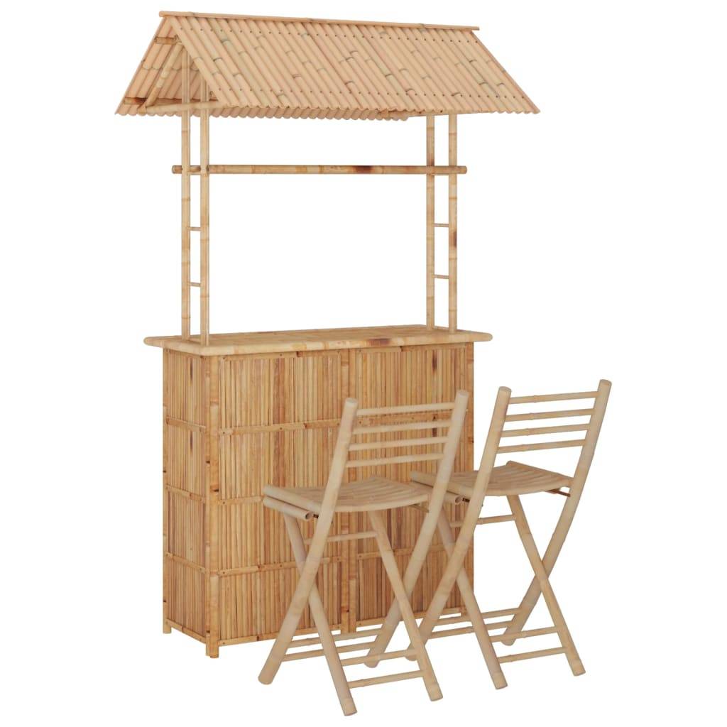 vidaXL 3-tlg. Bar-Set Bambus