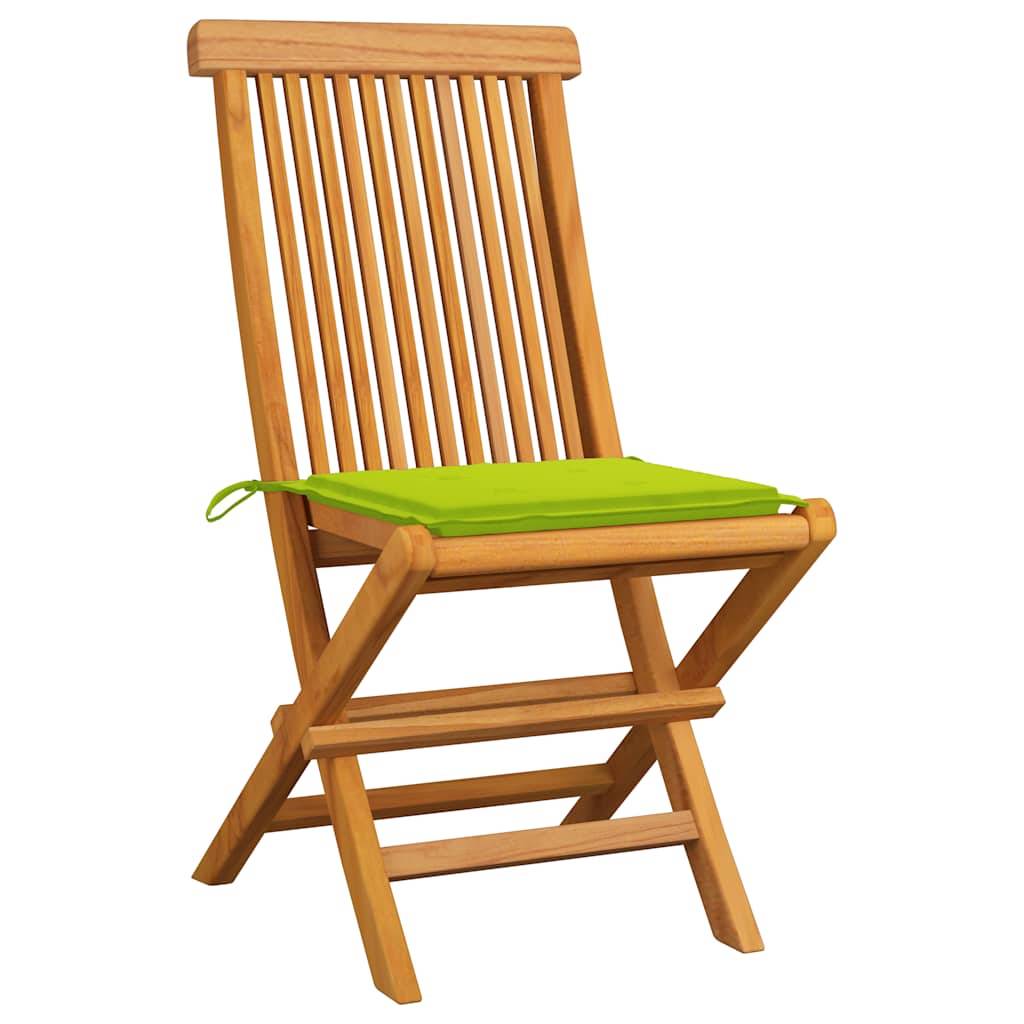 vidaXL Gartenstühle mit Hellgrünen Kissen 6 Stk. Massivholz Teak